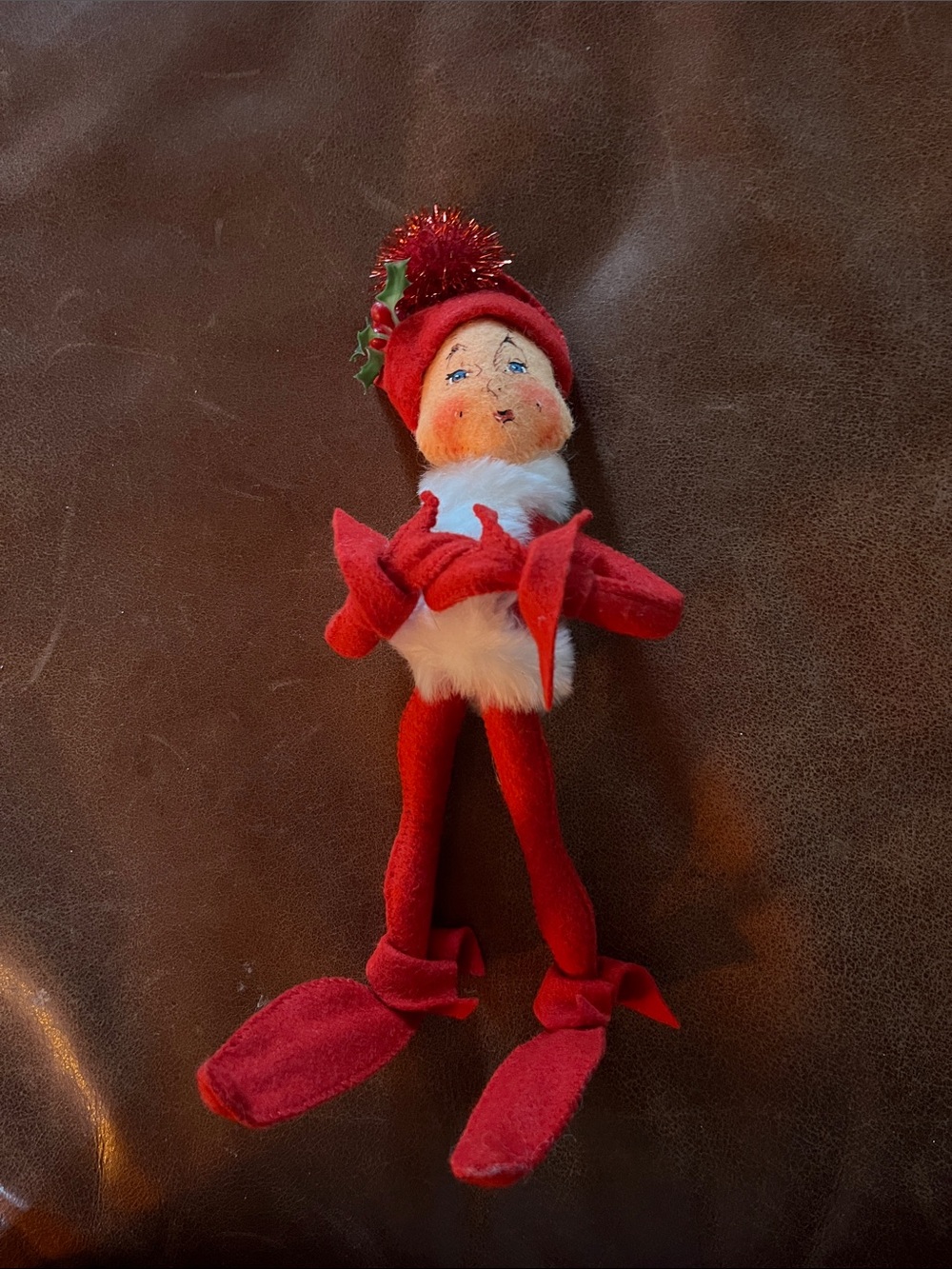 Annalee Red and White Holiday Elf Doll